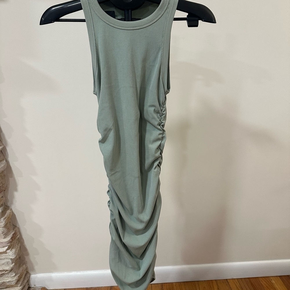 Sage Ruched Midi Dress Size S